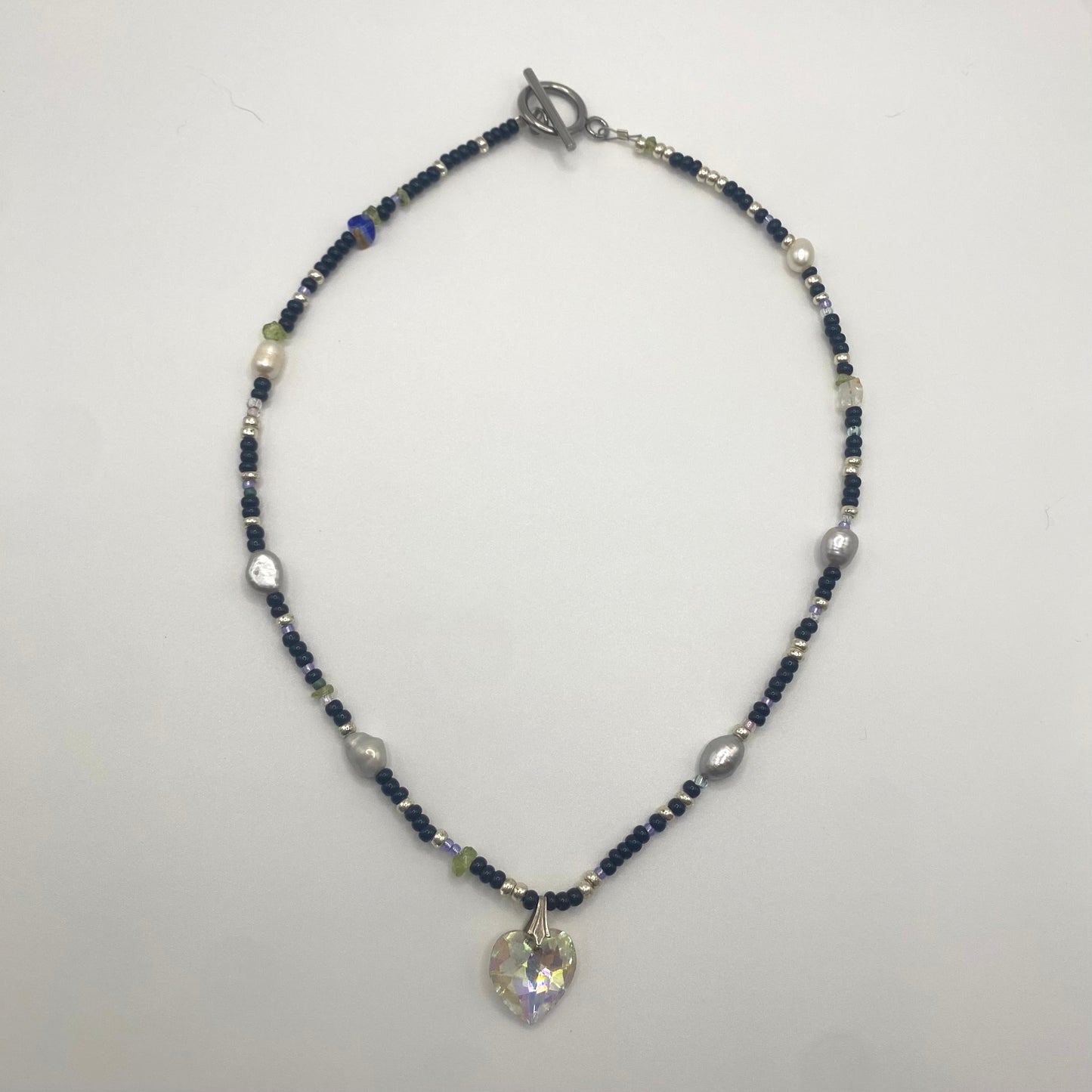 sparkle heart beaded necklace