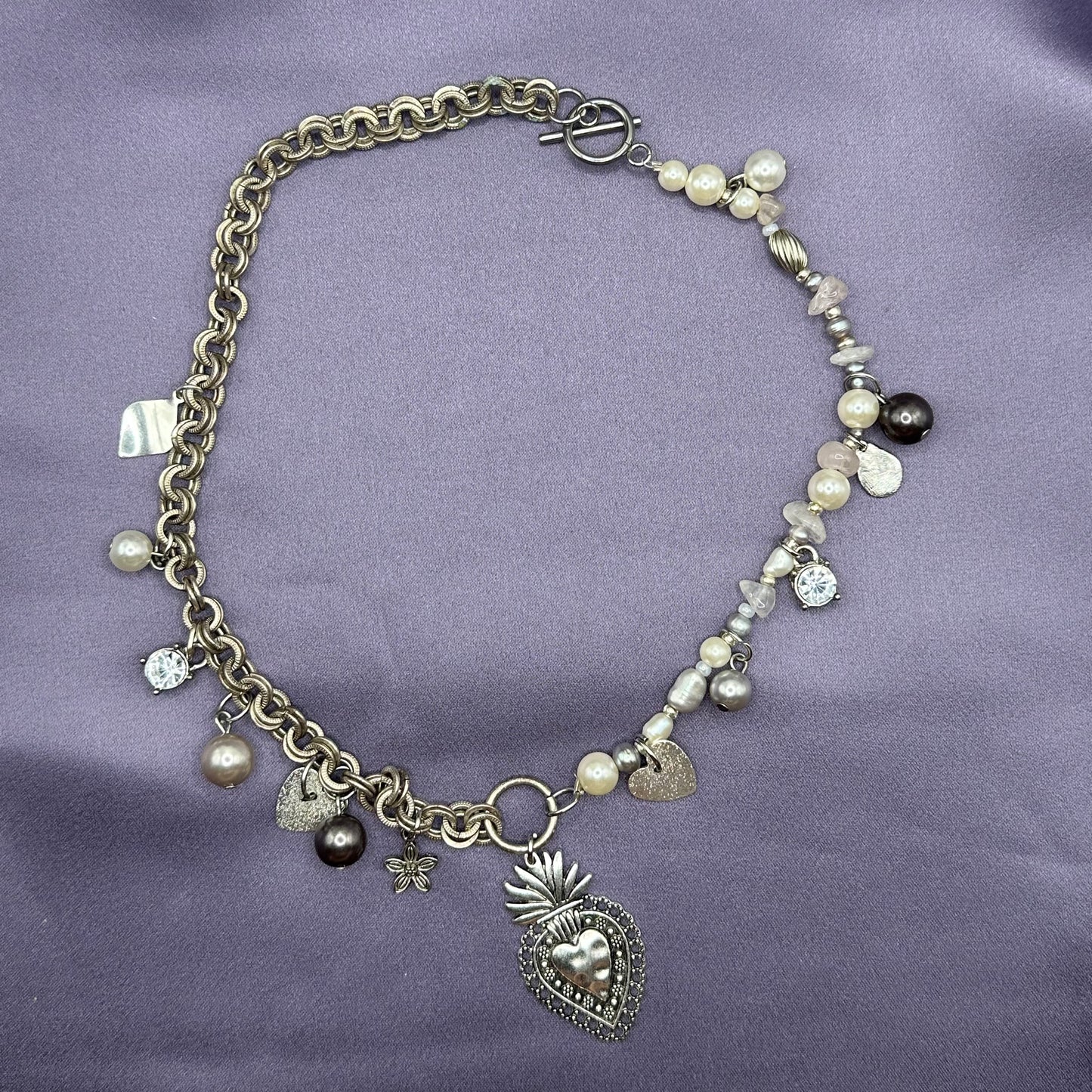 sacred heart loaded charm necklace