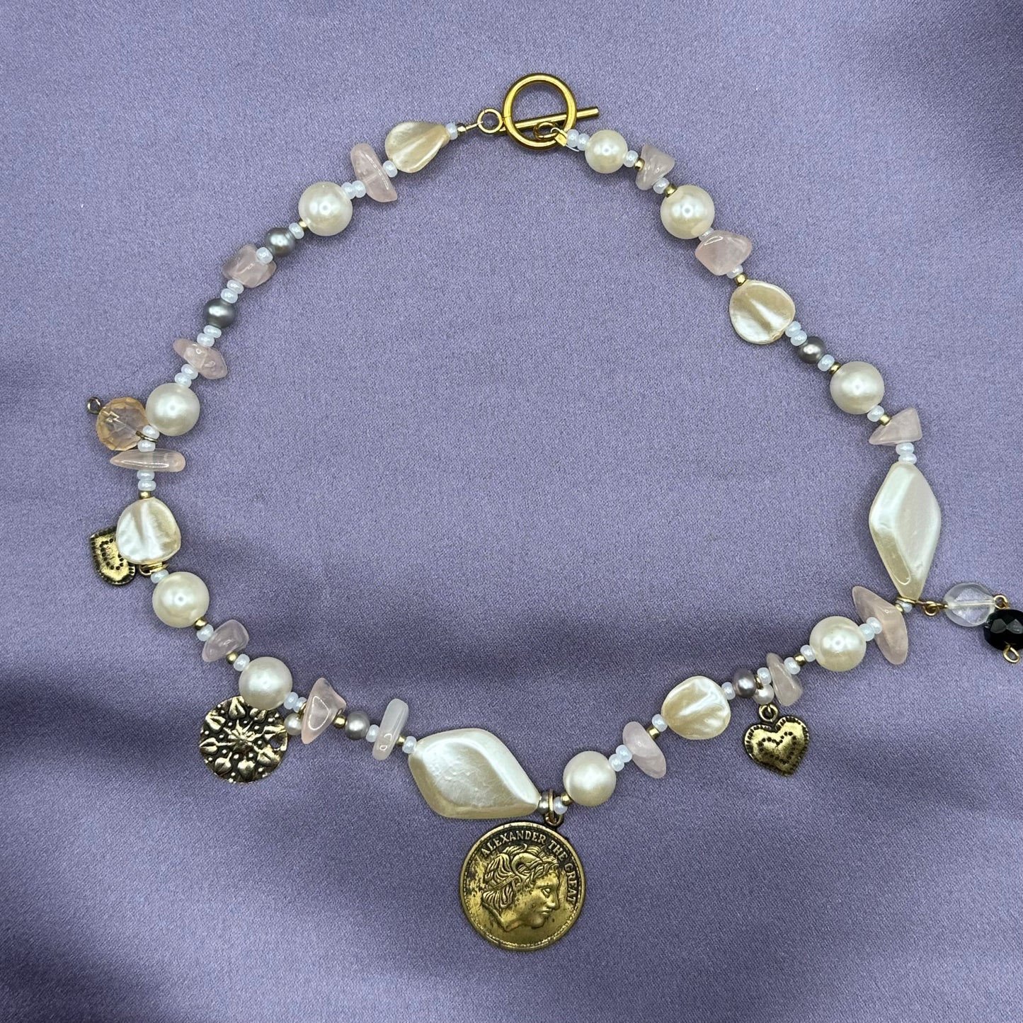 coin charm beaded necklace