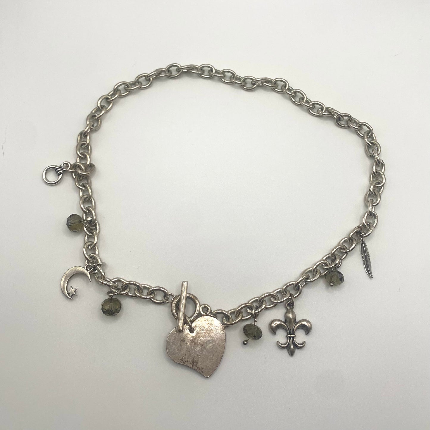 silver heart charm necklace